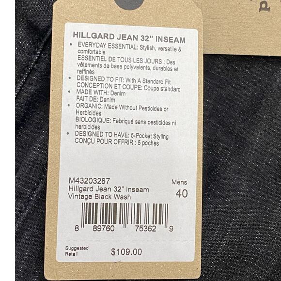 PrAna Men’s Hilliard Standard Fit Vintage Black Wash Jean NEW Size 40 x 32 - Picture 4 of 9